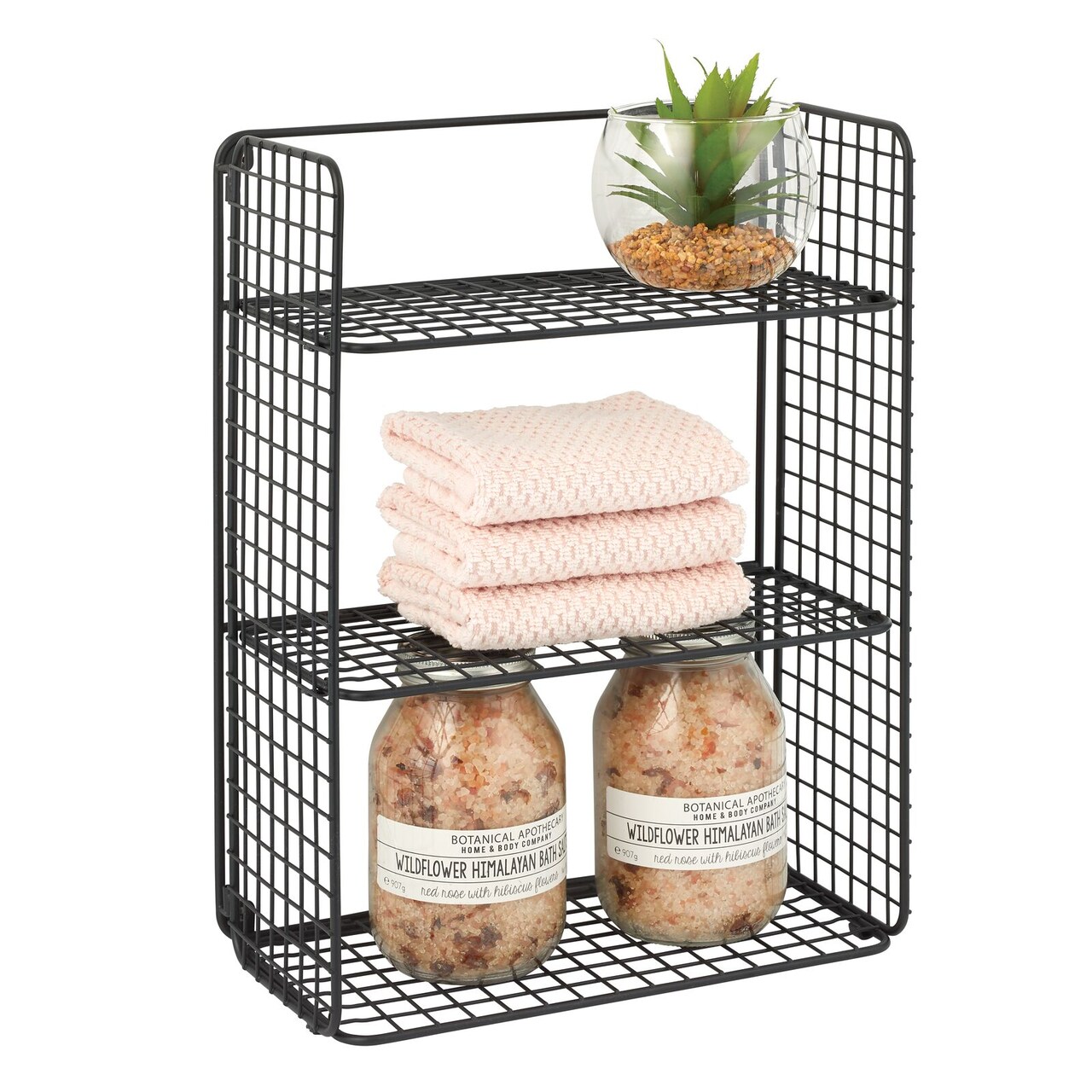 mDesign Decorative Metal Storage Organizer Shelf, 3 Levels - Wall Mount